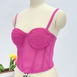 Pleated Push-Up Vest-Style Bustier Corset Top