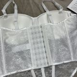 Sequin LaceSheer Mesh Bustier Boning Top