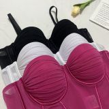 Pleated Push-Up Vest-Style Bustier Corset Top