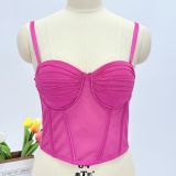 Pleated Push-Up Vest-Style Bustier Corset Top