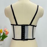 Contrast Color Sheer Backless Corset Top