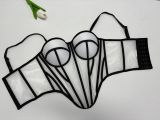 Contrast Color Sheer Backless Corset Top