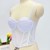 Pleated Push-Up Vest-Style Bustier Corset Top