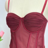 Pleated Push-Up Vest-Style Bustier Corset Top