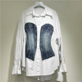 Women's Denim Patchwork Shirt