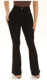 High-Waist Stretch Slimming Straight to Flare Leg Denim Pants