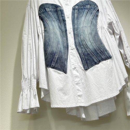 Women's Denim Patchwork Shirt