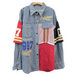 Women's Contrast Print Denim Shirt
