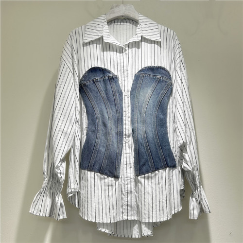 Women's Denim Patchwork Shirt