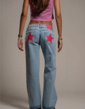 Star Print Crystal-Embellished Jeans