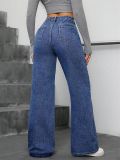 Floral Rhinestone Embellished Relaxed Straight Leg Denim Jeans