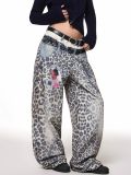 Printed Lace & Pearl Chain Distressed Jeans