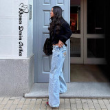 Star Print Crystal-Embellished Jeans