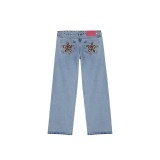 Star Print Crystal-Embellished Jeans