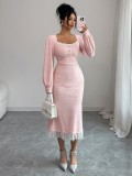 Button-Down Long Sleeve Bodycon Dress
