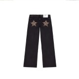 Star Print Crystal-Embellished Jeans