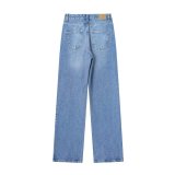 Rigid Straight-Leg Long Denim Pants
