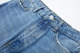 Rigid Straight-Leg Long Denim Pants