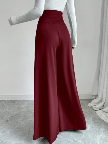 High-Waist Tummy Control Black Wide Leg Pants