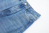 Rigid Straight-Leg Long Denim Pants