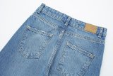 Rigid Straight-Leg Long Denim Pants