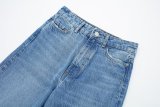 Rigid Straight-Leg Long Denim Pants