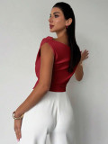 Solid Asymmetric Off-Shoulder Crop Top