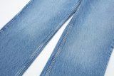 Rigid Straight-Leg Long Denim Pants