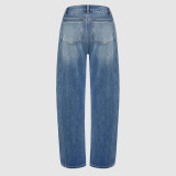Vintage Washed Stretch Wide Leg Denim Jeans