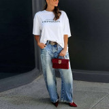 Vintage Washed Stretch Wide Leg Denim Jeans
