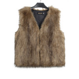 V-Neck Cropped Faux Fur Vest