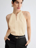 Solid Color Halter Sleeveless Top