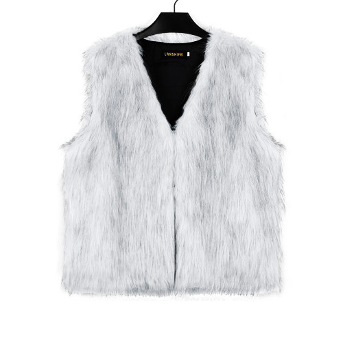 V-Neck Cropped Faux Fur Vest