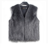 V-Neck Cropped Faux Fur Vest