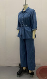 Long Sleeve Denim Jacket + Wide Leg Jeans