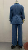 Long Sleeve Denim Jacket + Wide Leg Jeans