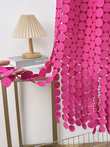 Polka Dot Cut-Out Fringe Midi Skirt