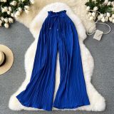 Mid-Waist Ice Silk Wide-Leg Pants