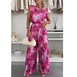 Round Neck Sleeveless Top & Pleated Wide-Leg Pants Set