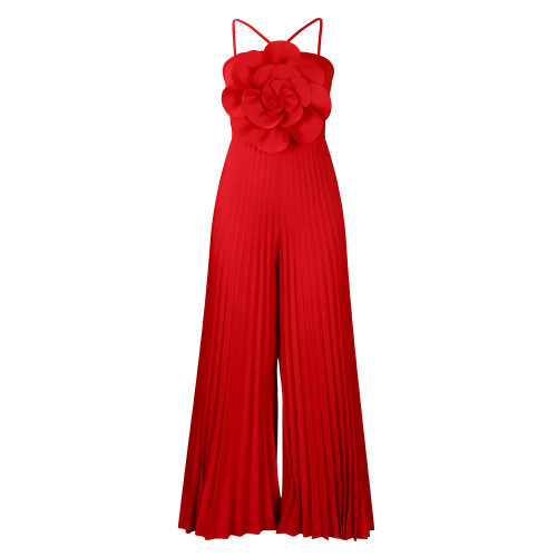 Neck-Strap 3D Floral Jumpsuit