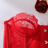 Lace Trimmed Underbust Corset & G-String Set
