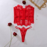 Lace Trimmed Underbust Corset & G-String Set
