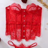 Lace Trimmed Underbust Corset & G-String Set