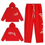 Custom Letter Print Hoodie & Joggers Set