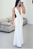 Sexy Hollow-Out U-Neck Backless Bodycon Ruffle Tie Halter Dress