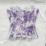 Fashion Asymmetrical Lace Shapewear Bustier Tops