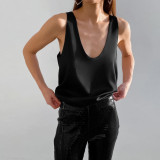 Satin Deep V Neck Vest Top