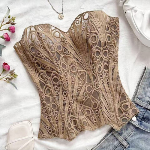 Fashion Asymmetrical Lace Shapewear Bustier Tops