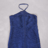 Fringe Sleeveless Waist-Cinching Bandage Dress