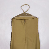 Fringe Sleeveless Waist-Cinching Bandage Dress